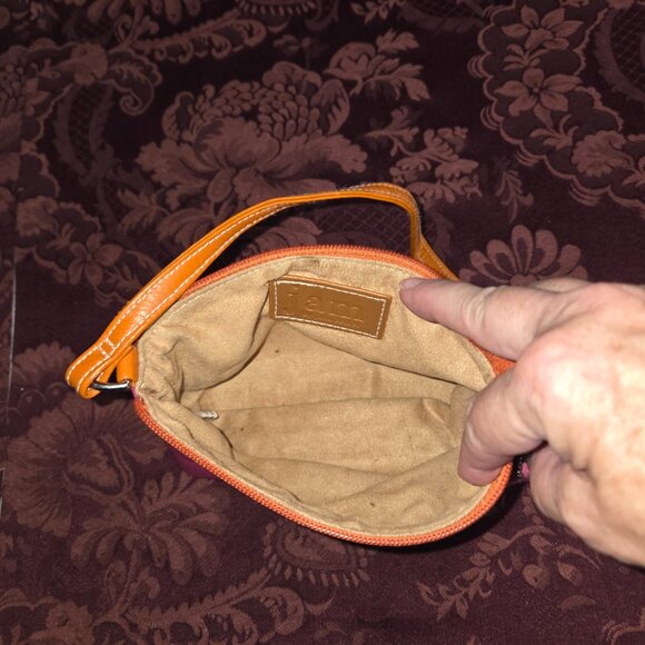 "B" Initial Leather Purse Jam by Jana Feifer Magneta & Orange - Picture 4 of 7